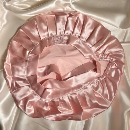  pink mulberry silk bonnet - 22 momme