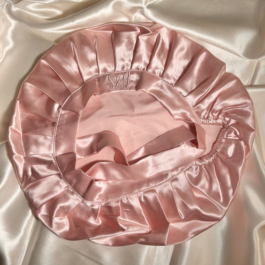  pink mulberry silk bonnet - 22 momme